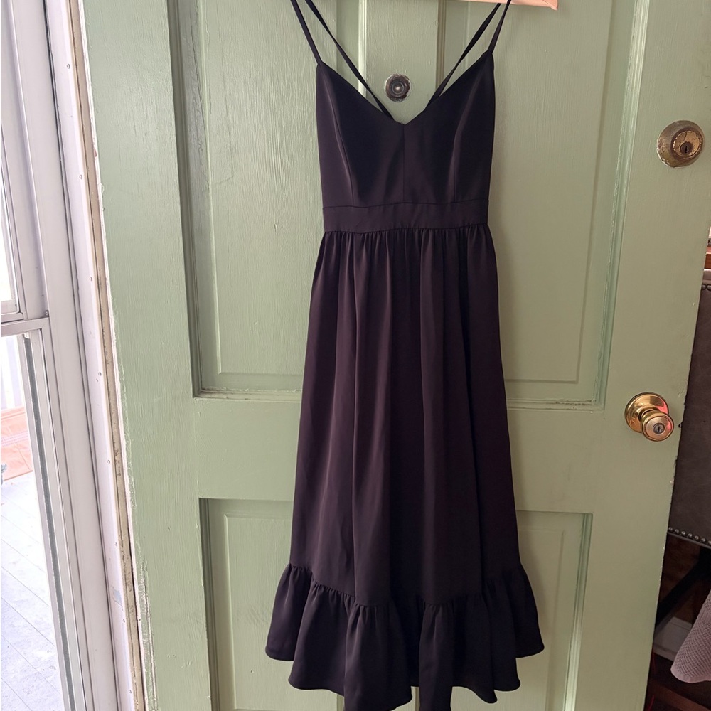 J. Crew Black Midi Sundress with Ruffled Hem - Picture 2 of 11